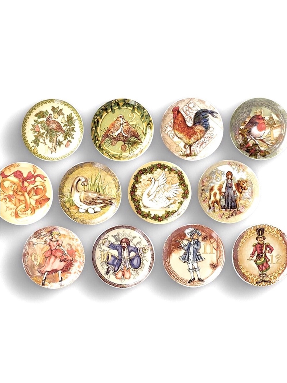 Pottery Barn Twelve Days of Christmas Salad Plates Set of 12 Complete Retired